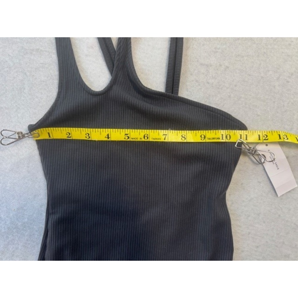 NEW American Eagle Black One Shoulder Strappy Thong Bodysuit Ribbed Knit Size XS - Picture 5 of 7